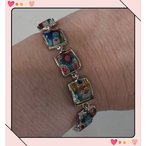 Beautiful Silver Cloisonne Enamel Link Bracelet - Picture 4 of 4